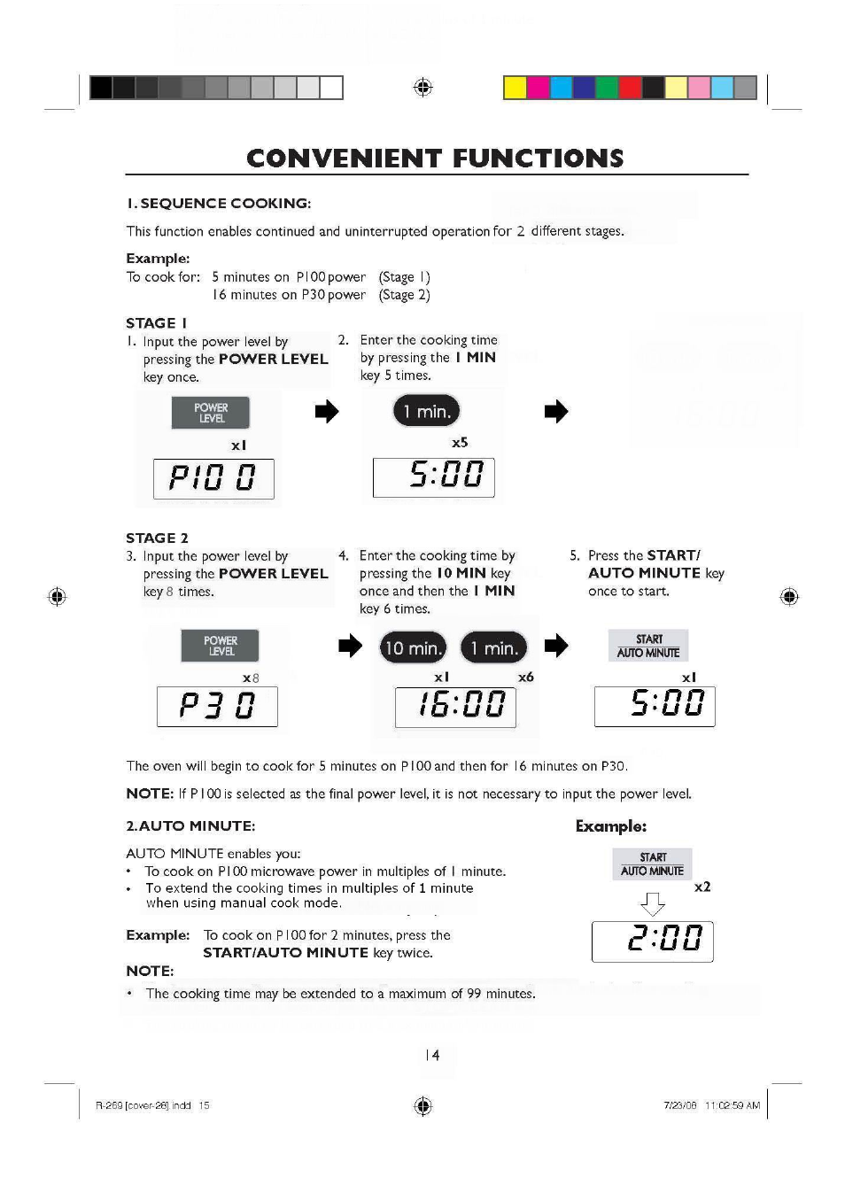 Convenient functions, 0 d n 1 j u | Sharp R270SLM User Manual | Page 16 / 29