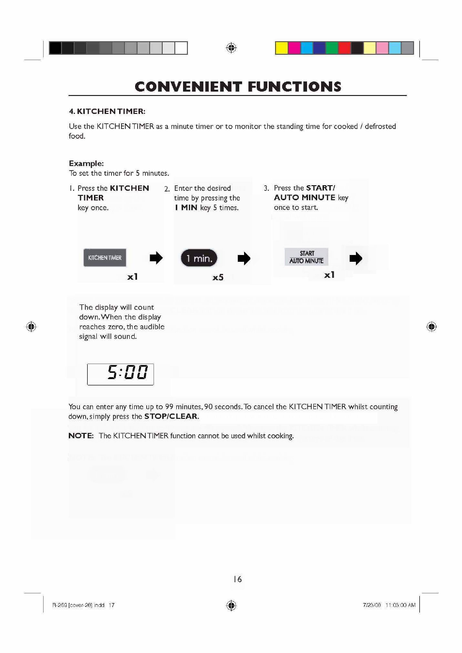 Convenient functions | Sharp R270SLM User Manual | Page 18 / 29