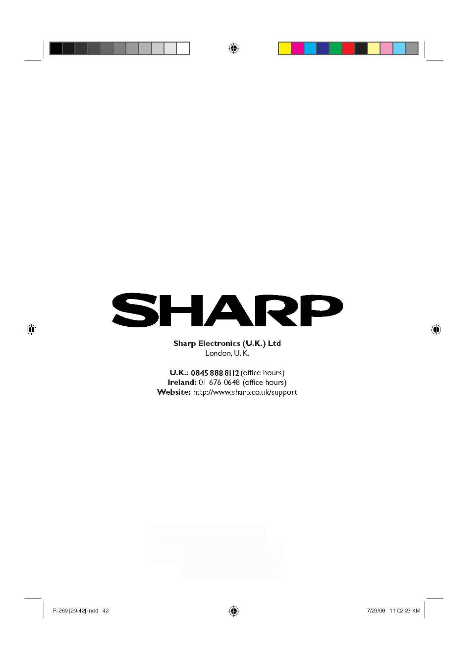 Sharp electronics (u.k.) ltd | Sharp R270SLM User Manual | Page 29 / 29