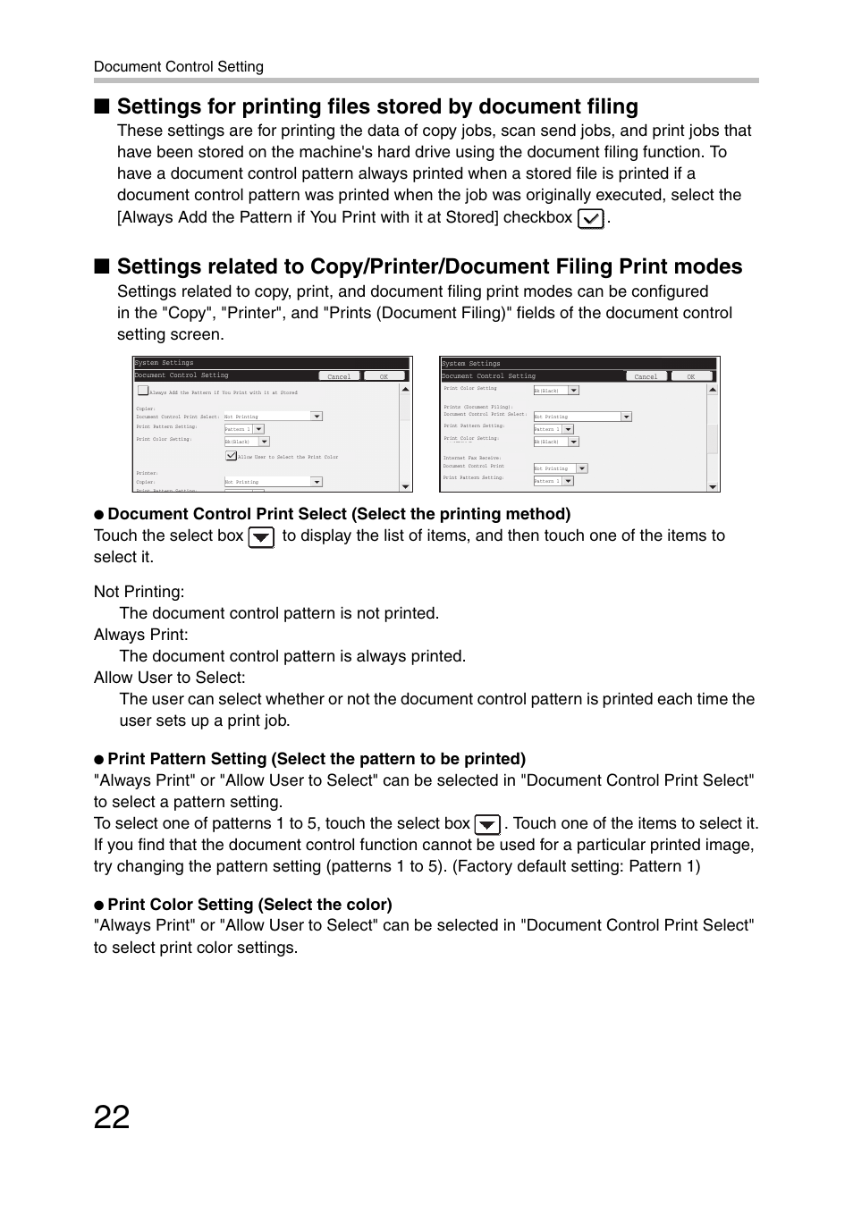 Document control setting | Sharp MX-C381 User Manual | Page 23 / 30