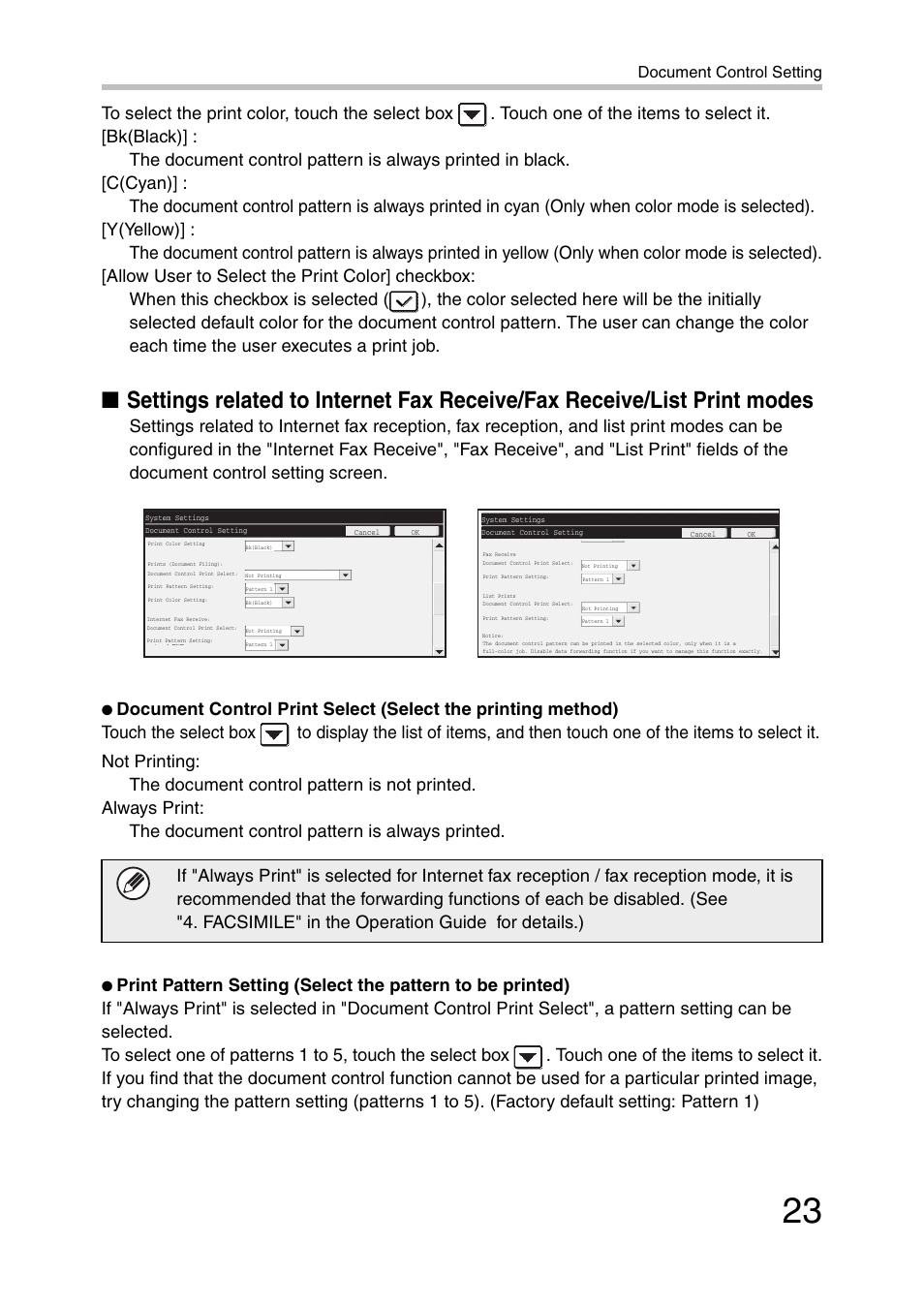 Document control setting | Sharp MX-C381 User Manual | Page 24 / 30