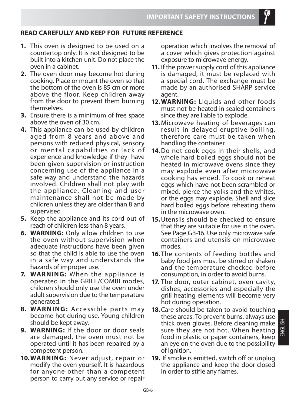 Sharp R-622STM User Manual | Page 7 / 20