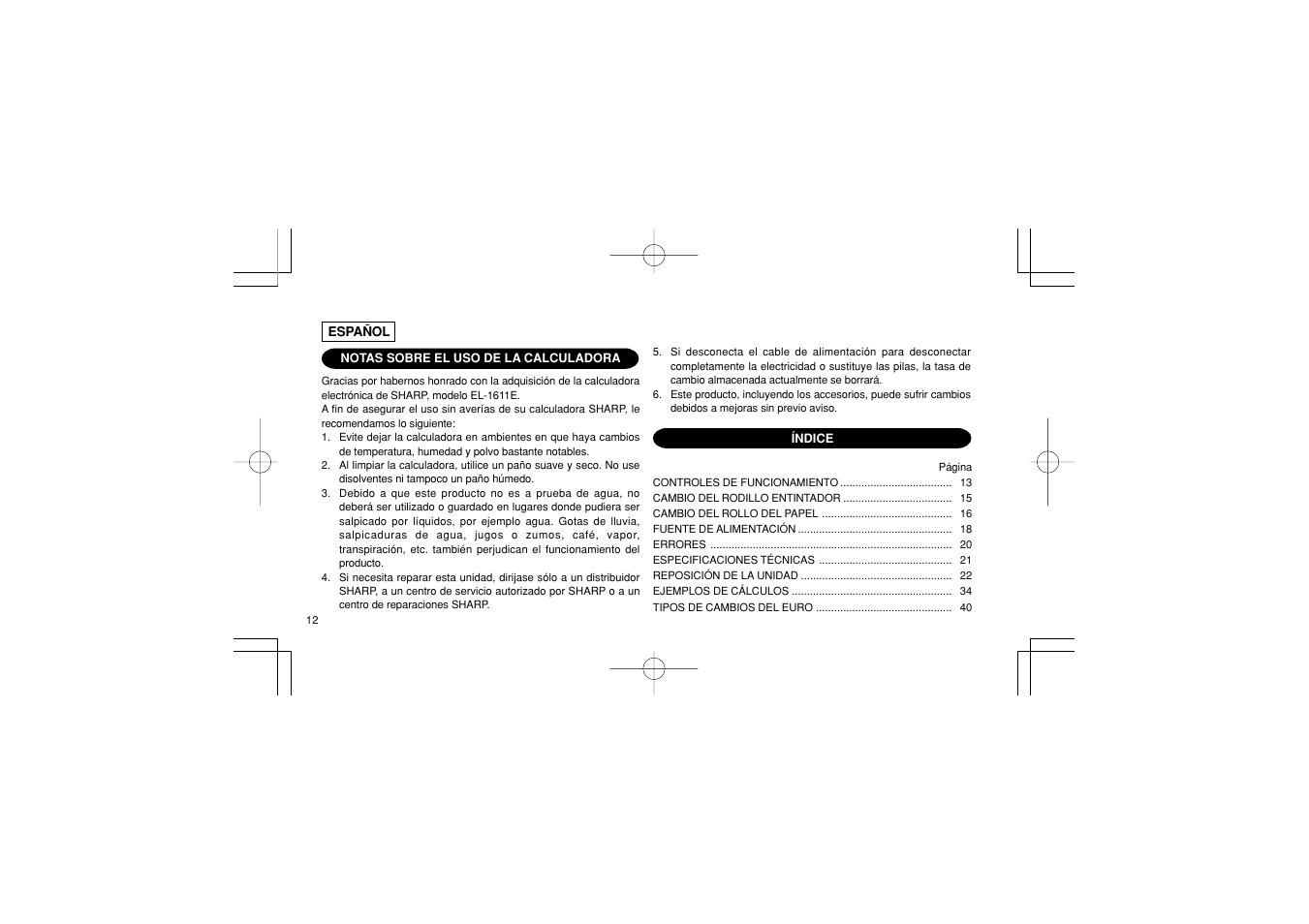 Sharp EL-1611E User Manual | Page 14 / 48