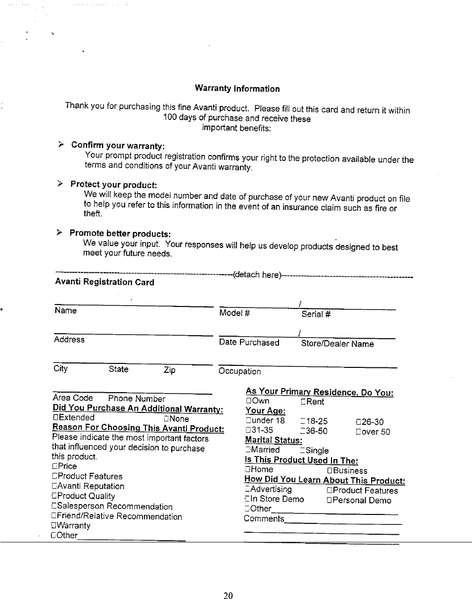 Avanti GR-20 User Manual | Page 20 / 23