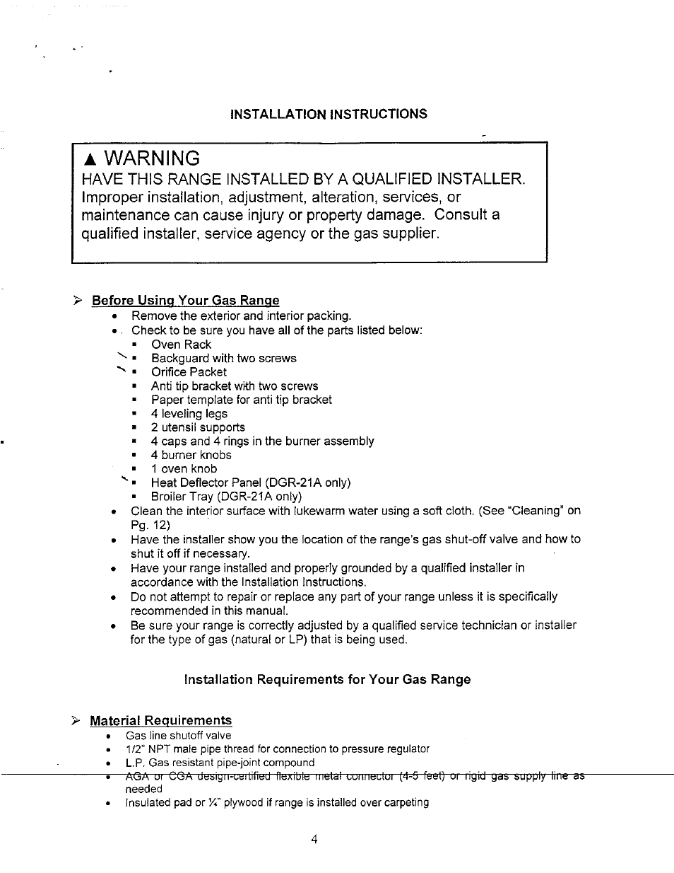 À warning | Avanti GR-20 User Manual | Page 4 / 23