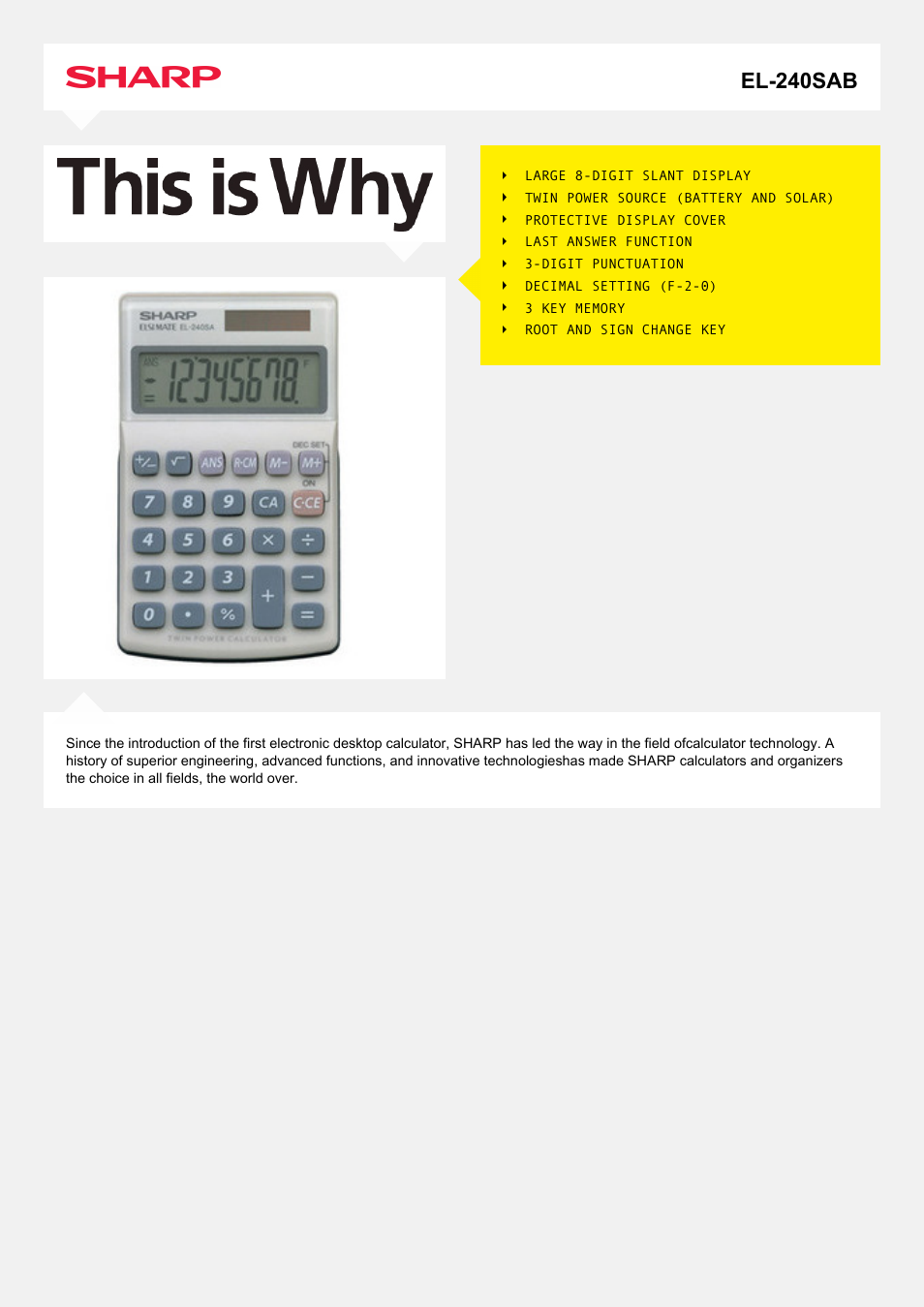 Sharp EL-240SAB User Manual | 2 pages