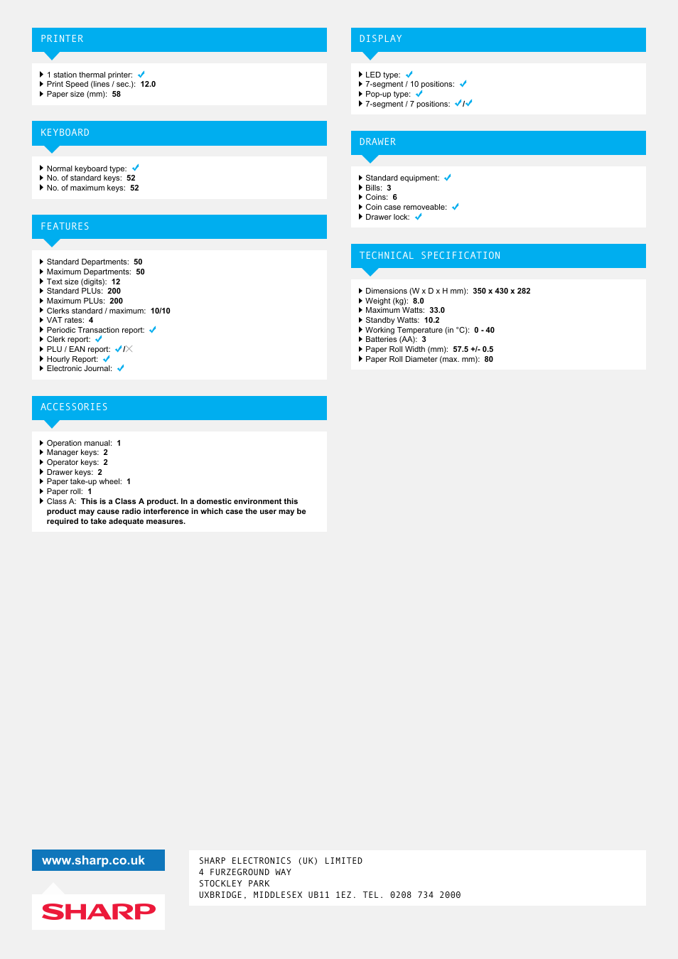 Sharp XE-A113 User Manual | Page 2 / 2