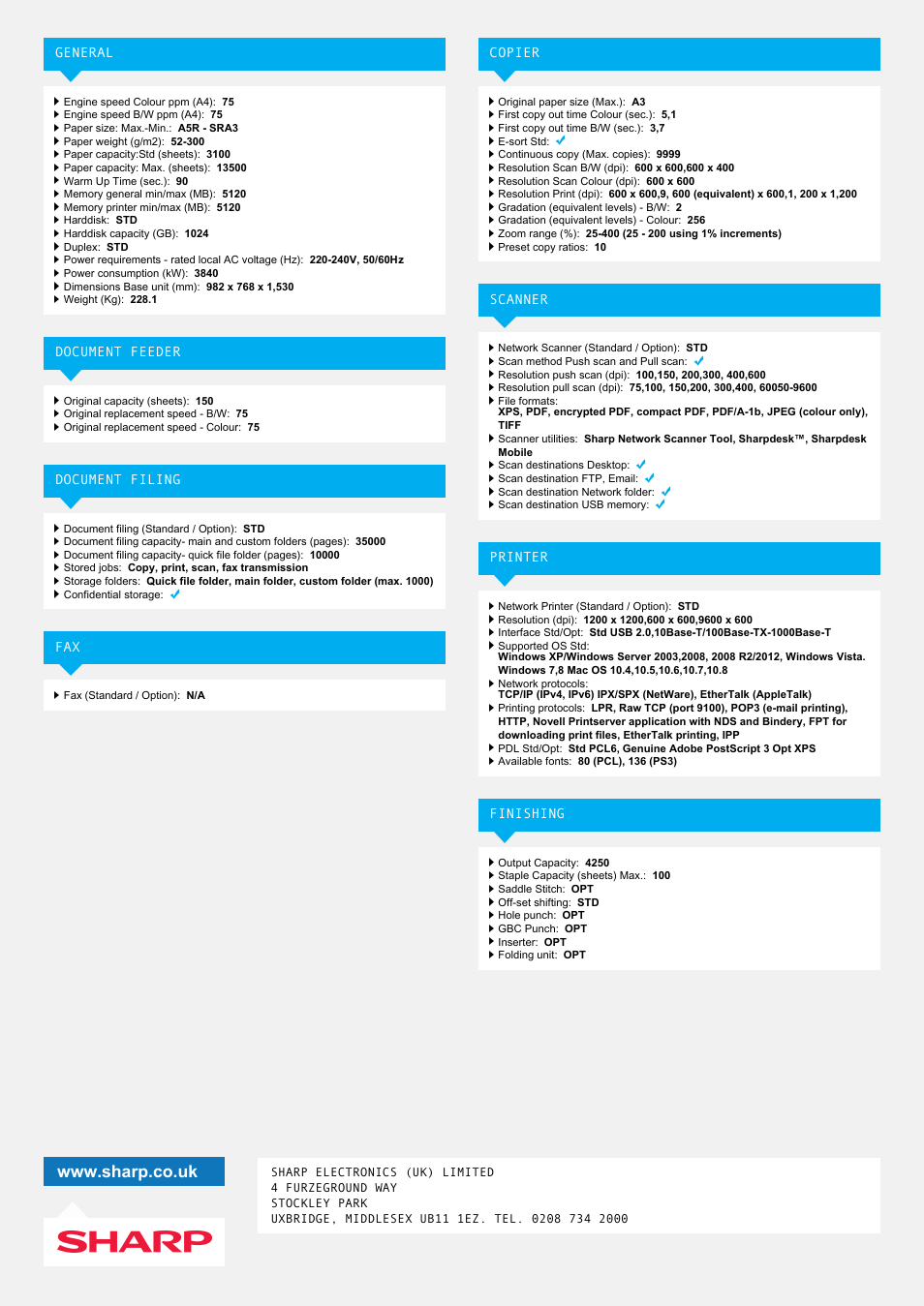 Sharp MX-7500N User Manual | Page 2 / 2