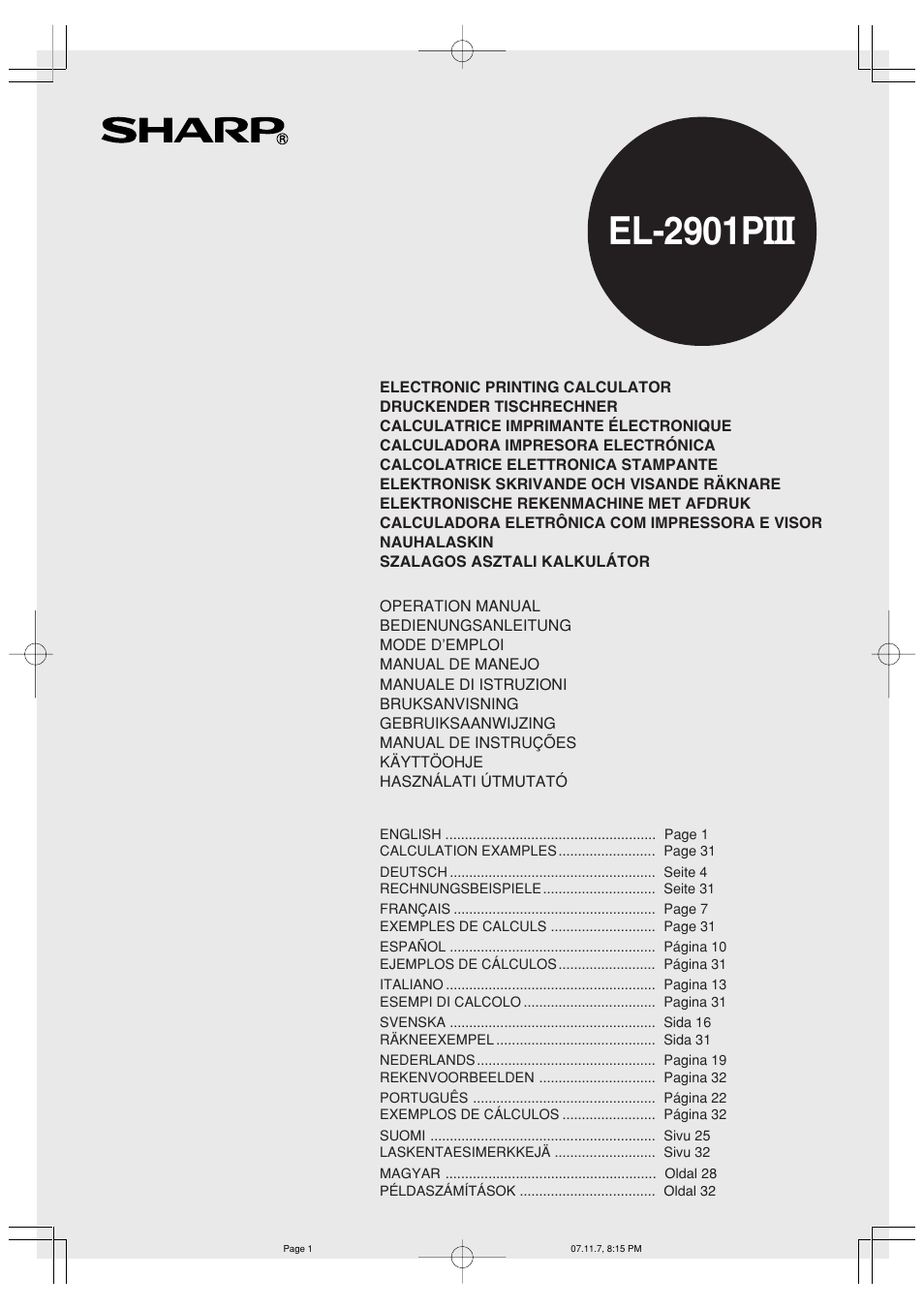 Sharp EL-2901PIII User Manual | 44 pages