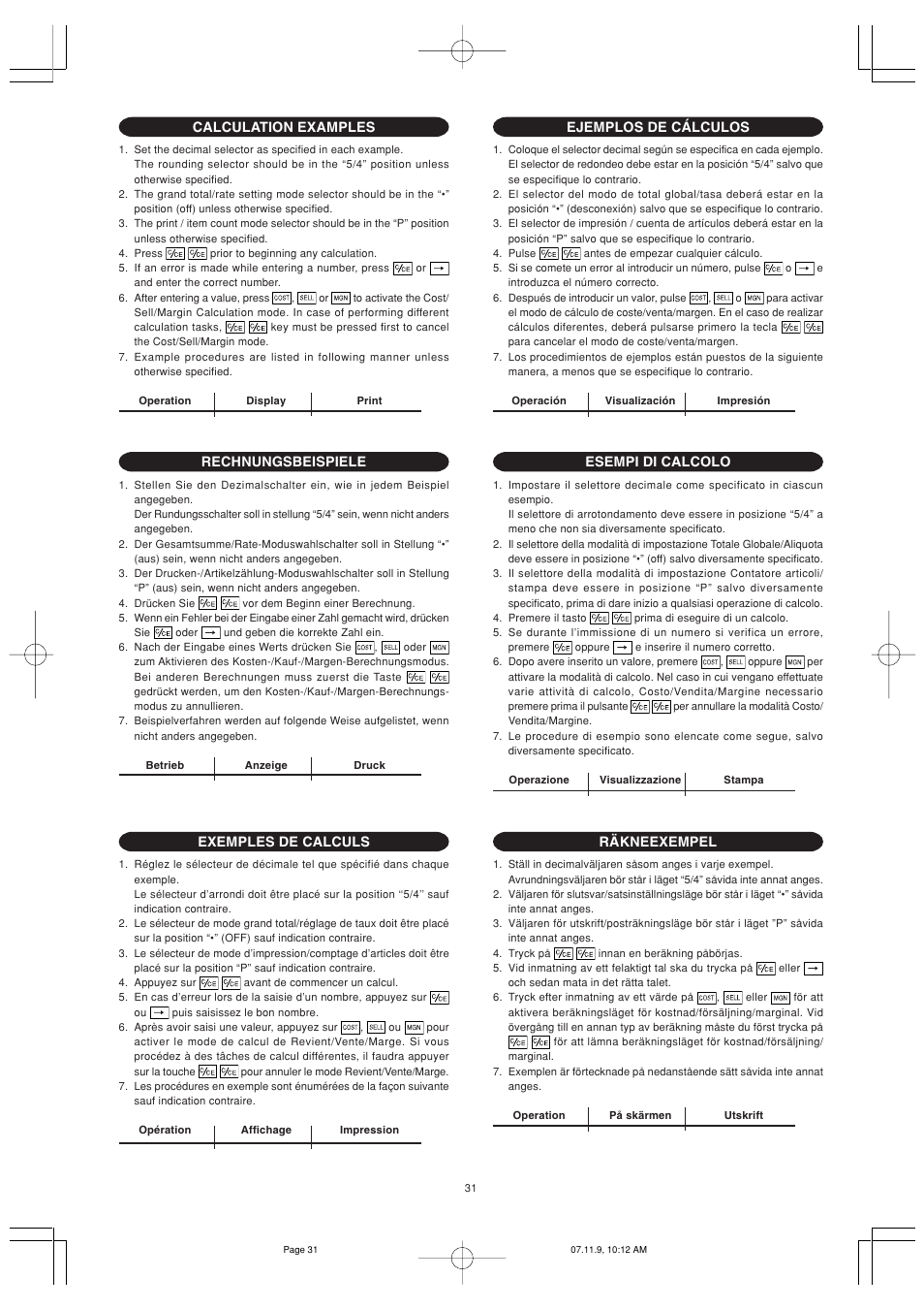 Sharp EL-2901PIII User Manual | Page 33 / 44