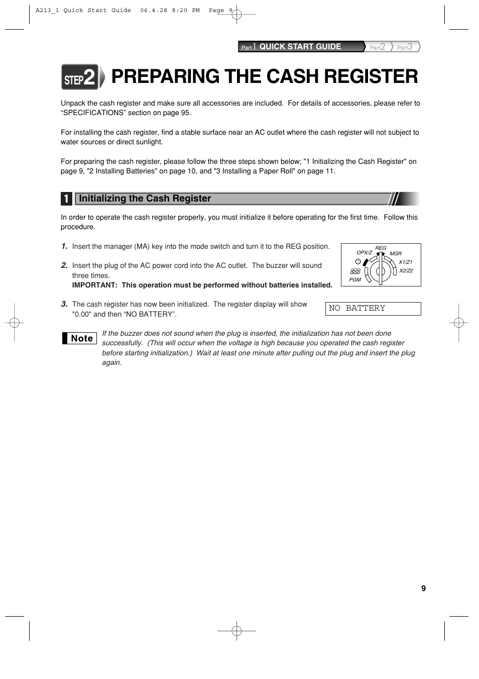 Preparing the cash register, Step | Sharp XE-A213 User Manual | Page 11 / 484