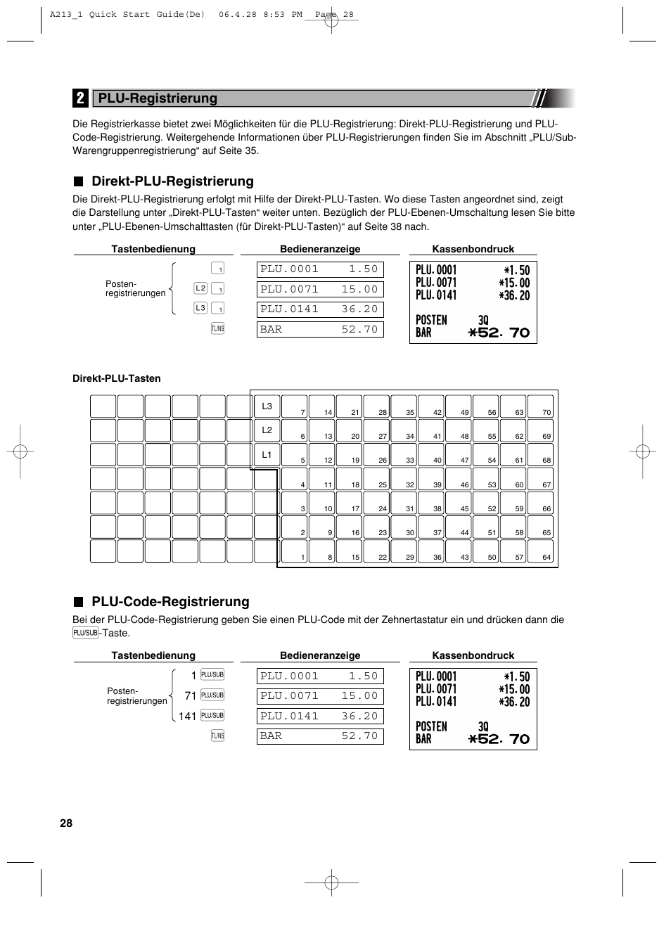 Direkt-plu-registrierung, Plu-code-registrierung, Plu-registrierung | Sharp XE-A213 User Manual | Page 126 / 484