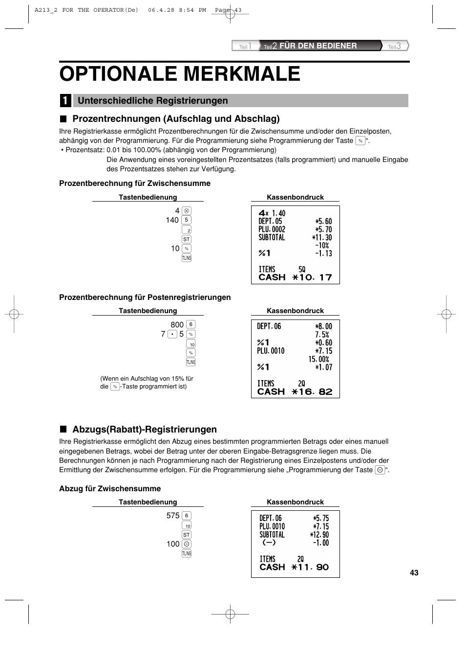 Optionale merkmale | Sharp XE-A213 User Manual | Page 141 / 484