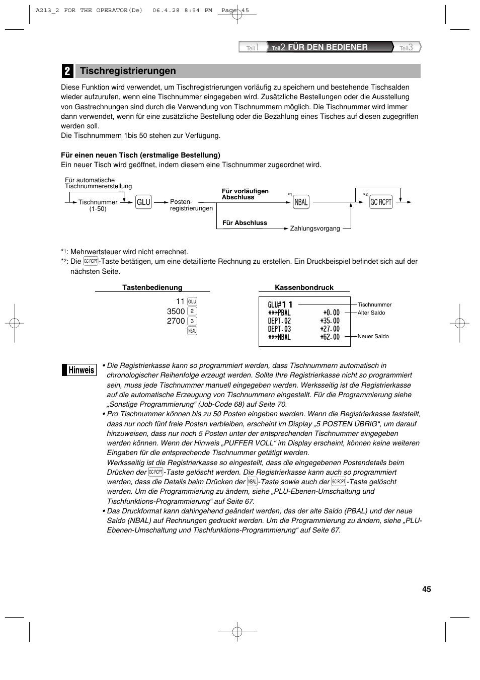 Tischregistrierungen | Sharp XE-A213 User Manual | Page 143 / 484