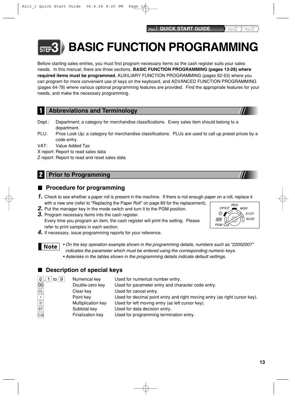 Basic function programming, Step | Sharp XE-A213 User Manual | Page 15 / 484