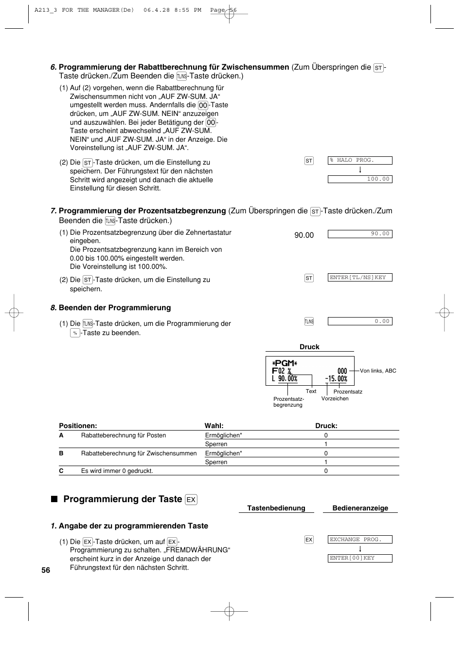 Programmierung der taste | Sharp XE-A213 User Manual | Page 154 / 484