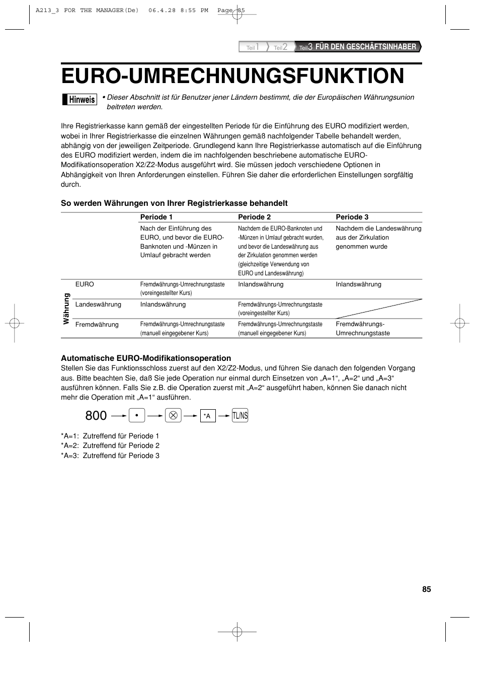 Euro-umrechnungsfunktion | Sharp XE-A213 User Manual | Page 183 / 484