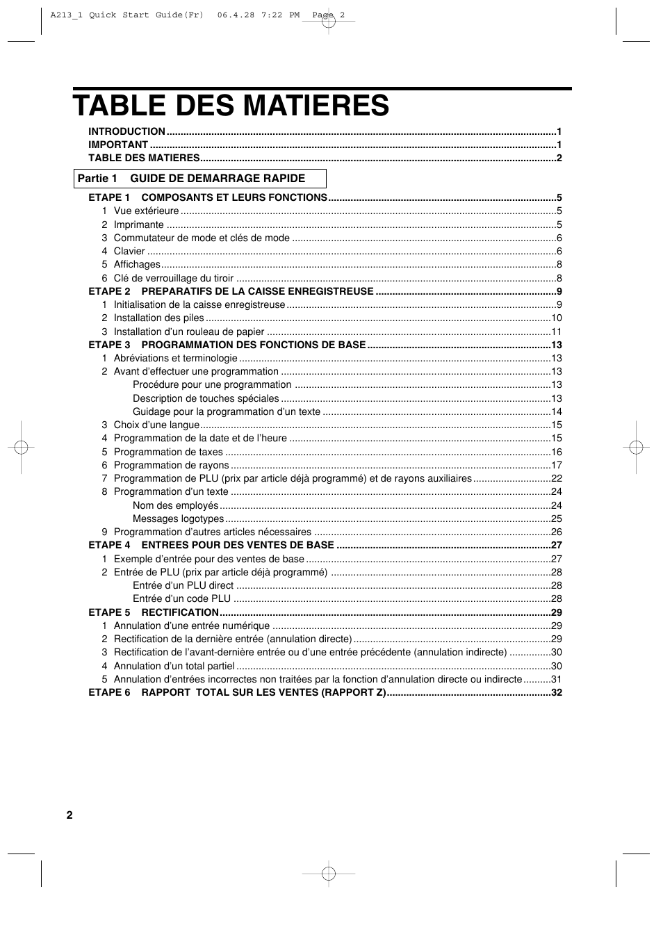 Table des matieres | Sharp XE-A213 User Manual | Page 196 / 484