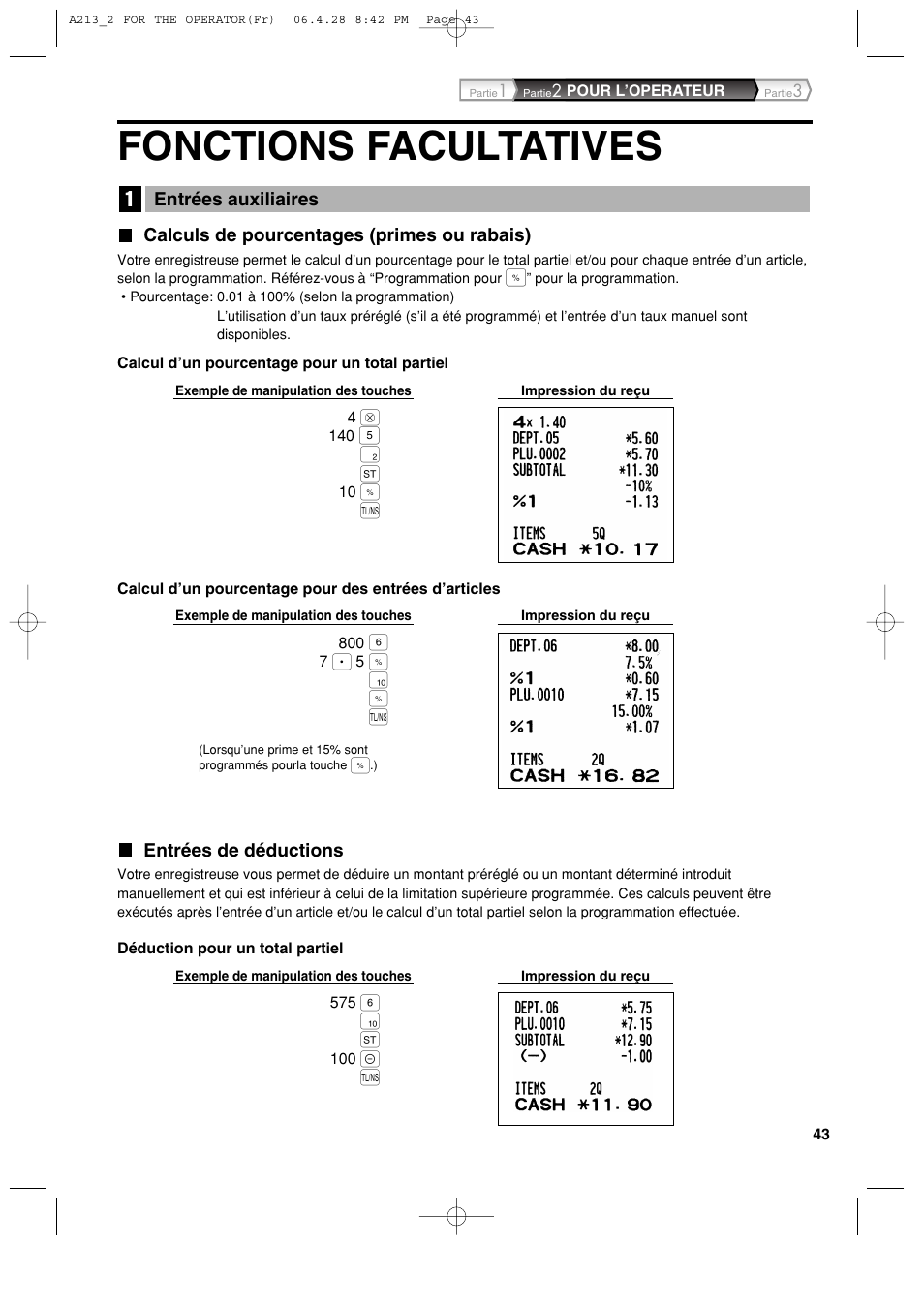 Fonctions facultatives | Sharp XE-A213 User Manual | Page 237 / 484