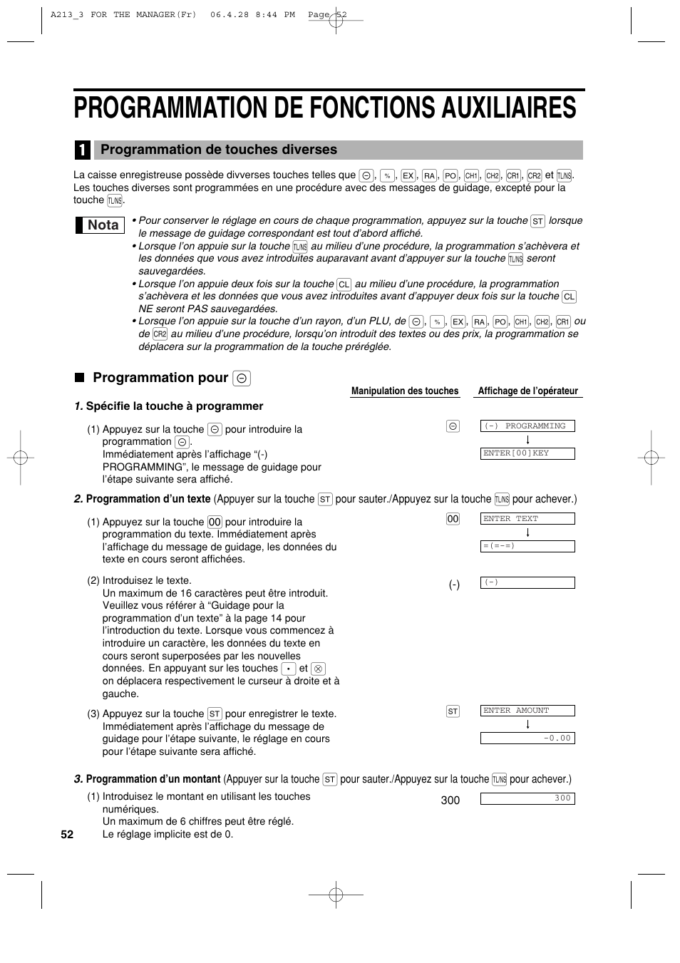 Programmation de fonctions auxiliaires | Sharp XE-A213 User Manual | Page 246 / 484