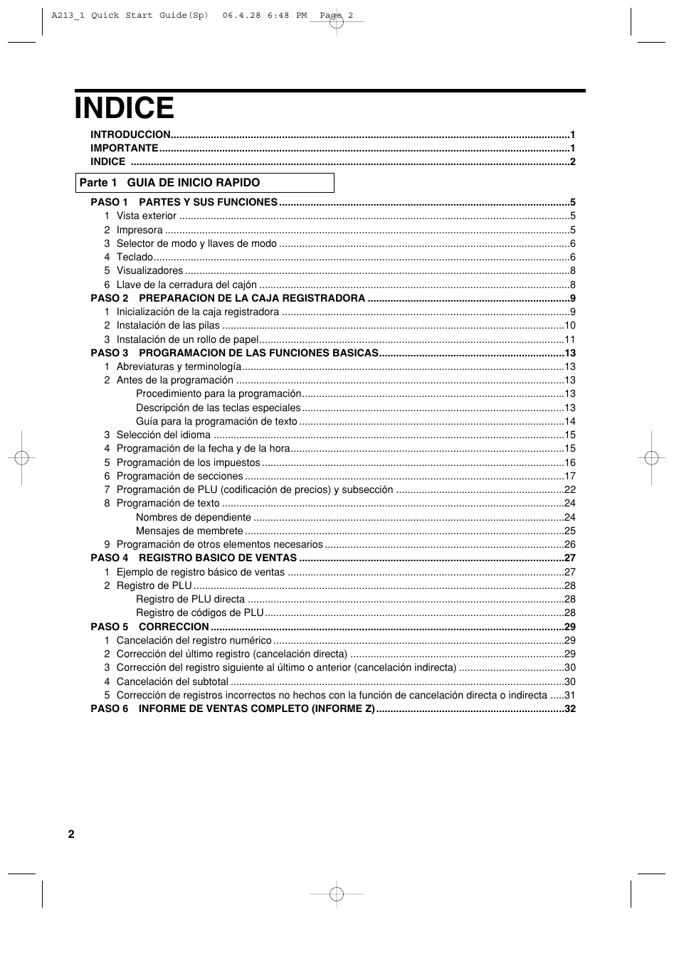 Indice | Sharp XE-A213 User Manual | Page 292 / 484