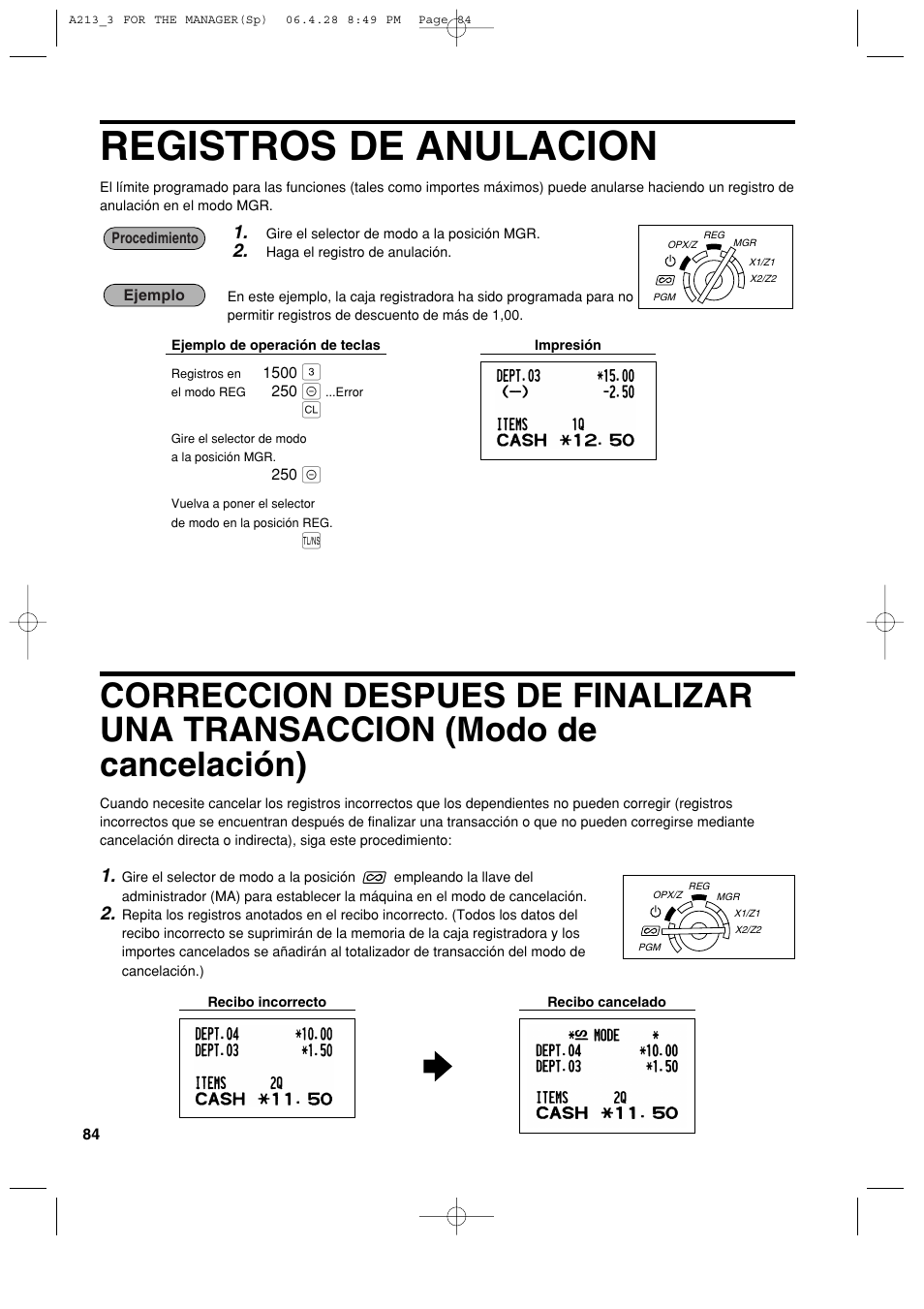 Registros de anulacion | Sharp XE-A213 User Manual | Page 374 / 484