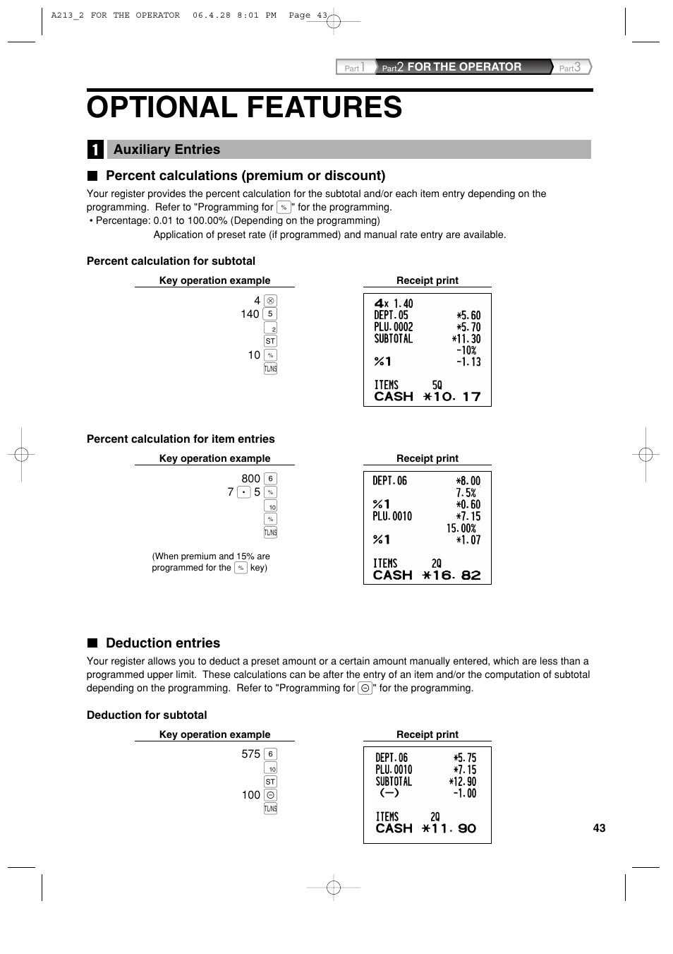 Optional features | Sharp XE-A213 User Manual | Page 45 / 484