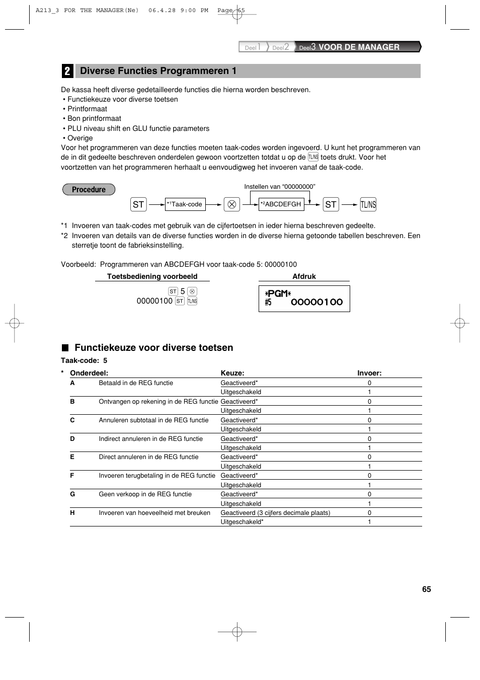 Functiekeuze voor diverse toetsen, Diverse functies programmeren 1 | Sharp XE-A213 User Manual | Page 451 / 484