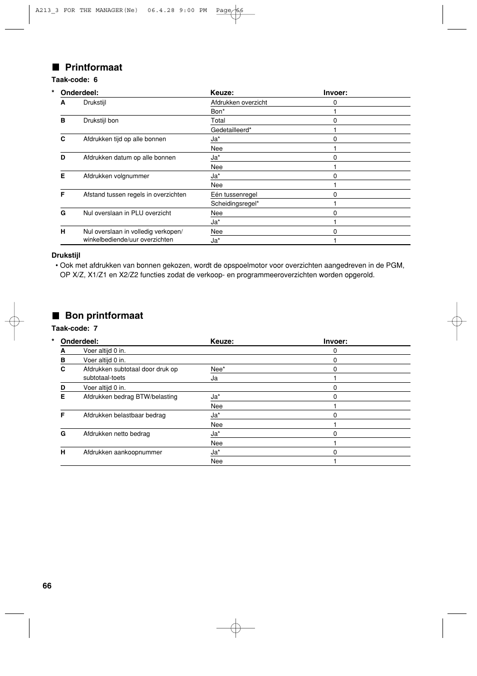 Printformaat, Bon printformaat | Sharp XE-A213 User Manual | Page 452 / 484
