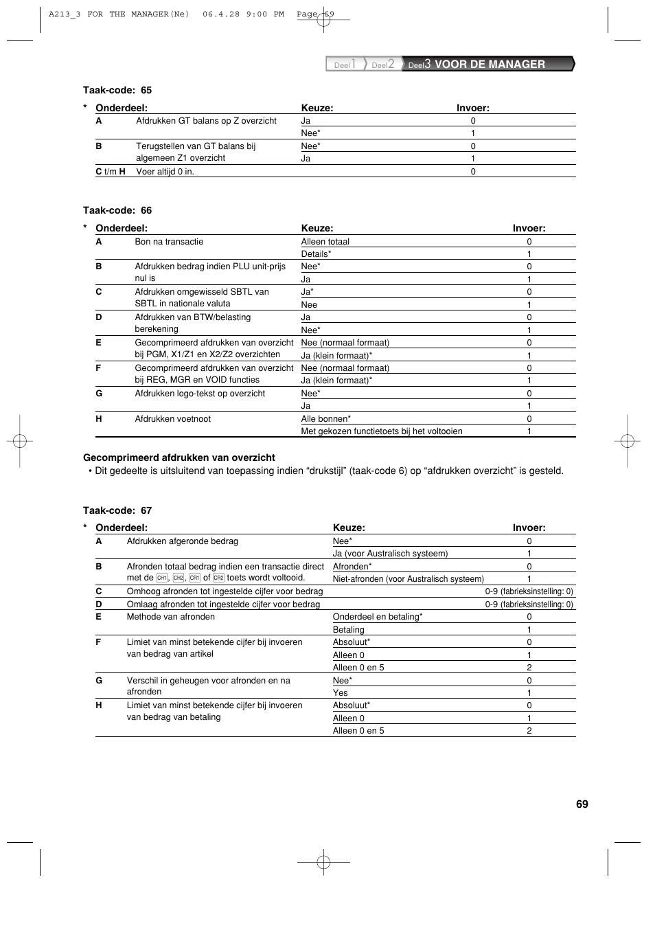 Voor de manager | Sharp XE-A213 User Manual | Page 455 / 484