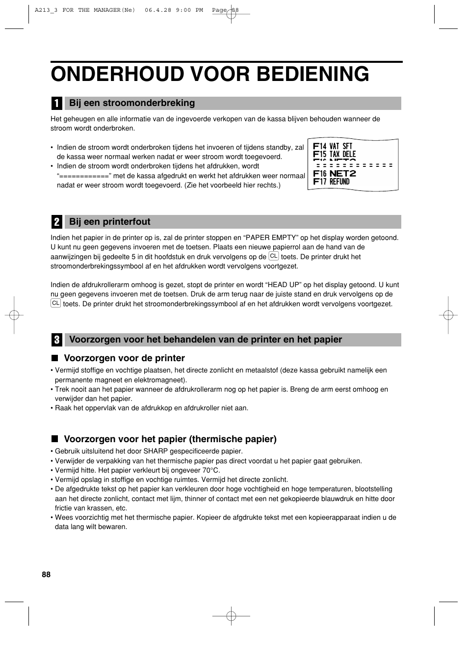 Onderhoud voor bediening | Sharp XE-A213 User Manual | Page 474 / 484