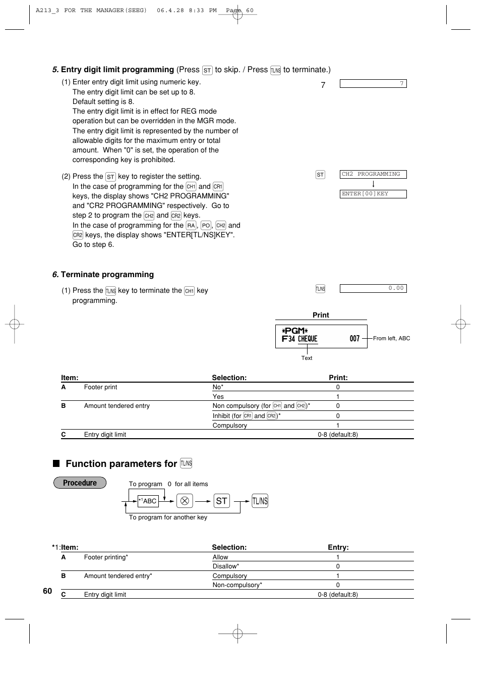 Function parameters for | Sharp XE-A213 User Manual | Page 62 / 484