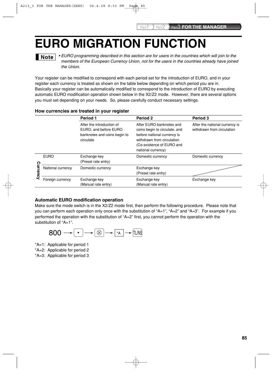 Euro migration function | Sharp XE-A213 User Manual | Page 87 / 484