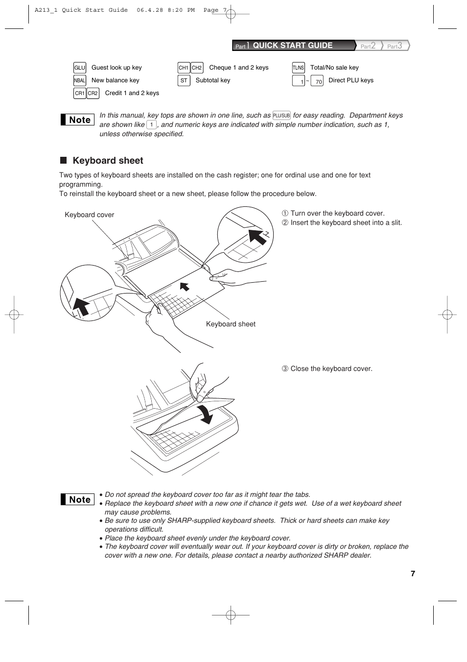 Keyboard sheet | Sharp XE-A213 User Manual | Page 9 / 484