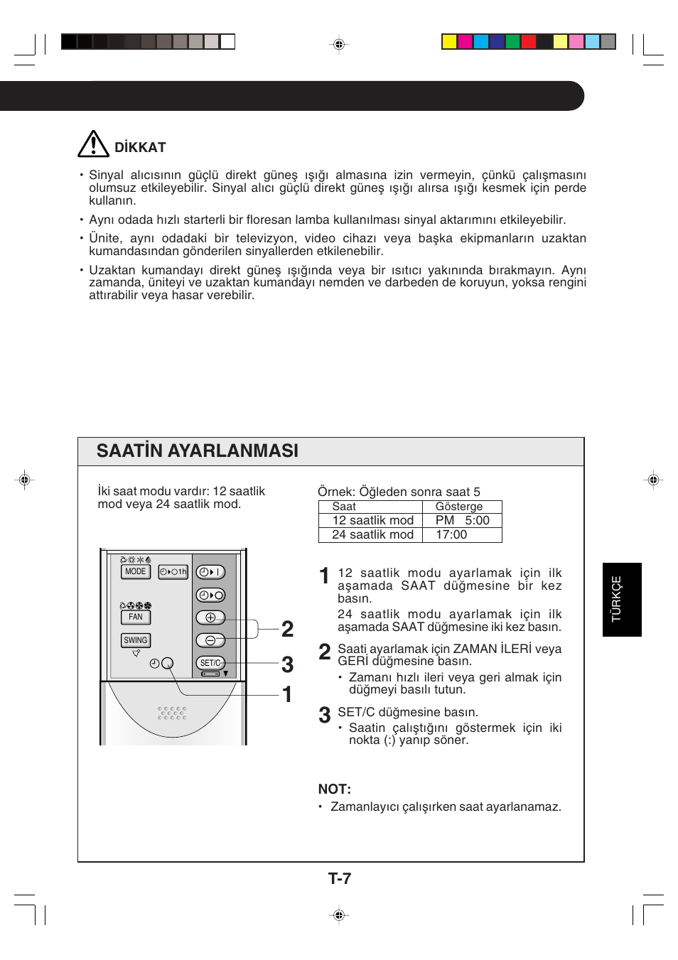 Saat∑n ayarlanmasi | Sharp GS-XP12FGR - GU-X12FGR User Manual | Page 119 / 136