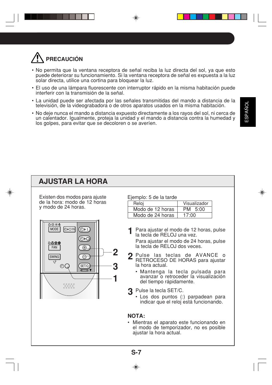 Ajustar la hora | Sharp GS-XP12FGR - GU-X12FGR User Manual | Page 31 / 136