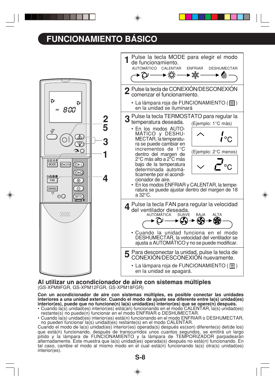 Funcionamiento básico | Sharp GS-XP12FGR - GU-X12FGR User Manual | Page 32 / 136