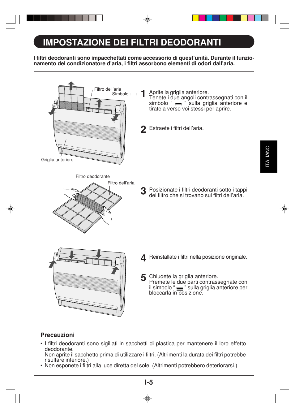 Impostazione dei filtri deodoranti | Sharp GS-XP12FGR - GU-X12FGR User Manual | Page 51 / 136