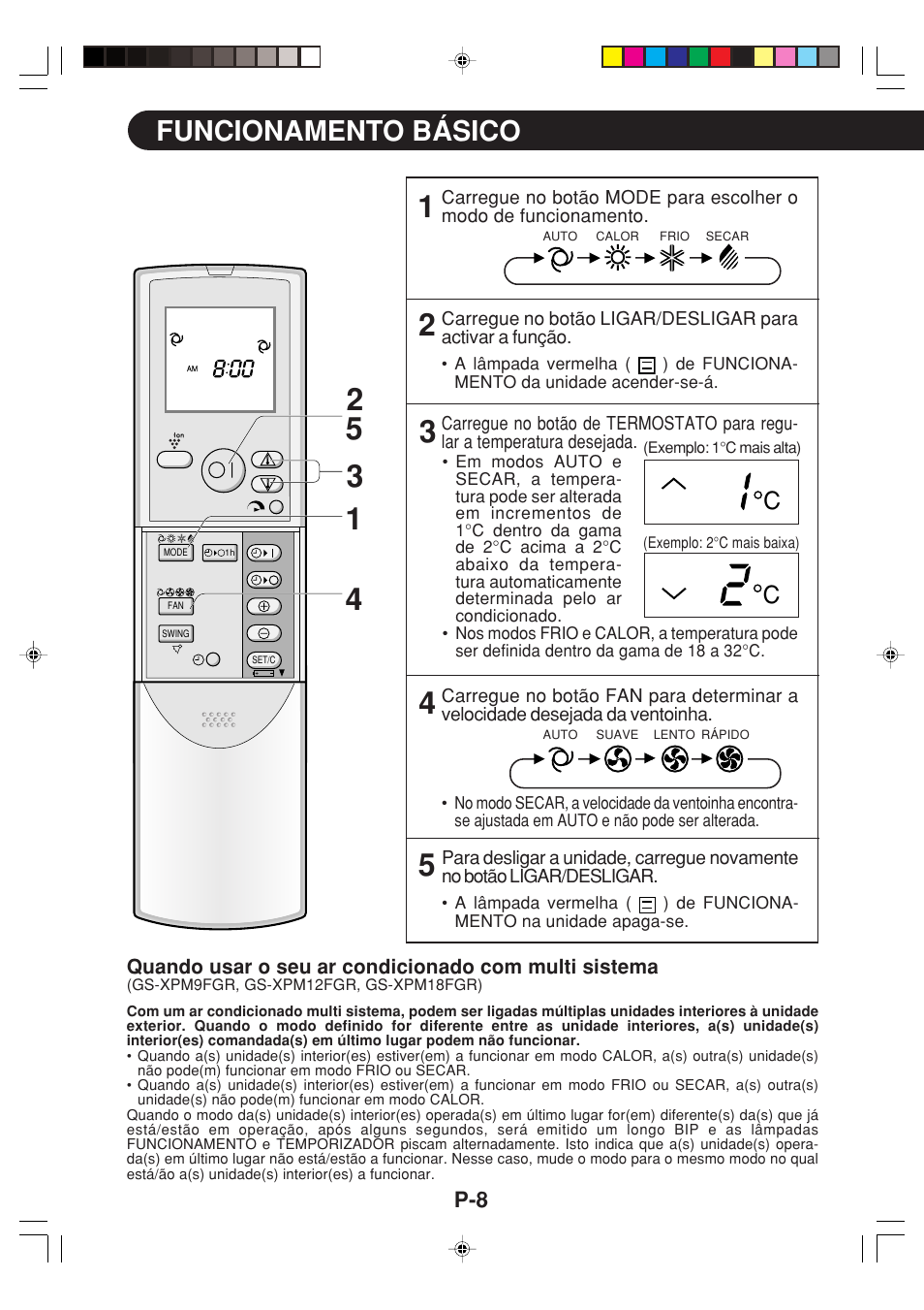 Funcionamento básico | Sharp GS-XP12FGR - GU-X12FGR User Manual | Page 76 / 136