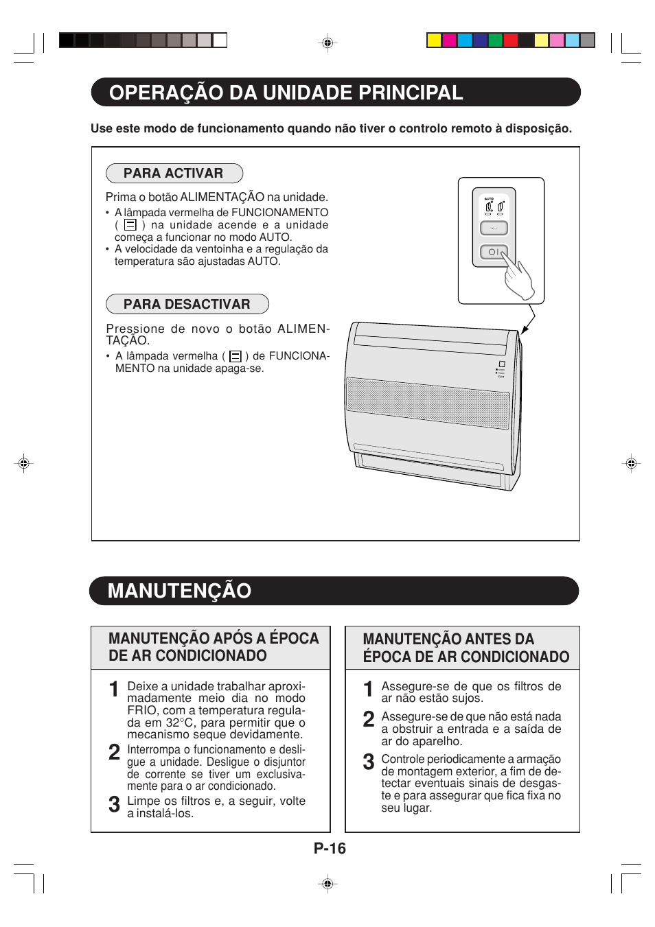 Operação da unidade principal, Manutenção | Sharp GS-XP12FGR - GU-X12FGR User Manual | Page 84 / 136