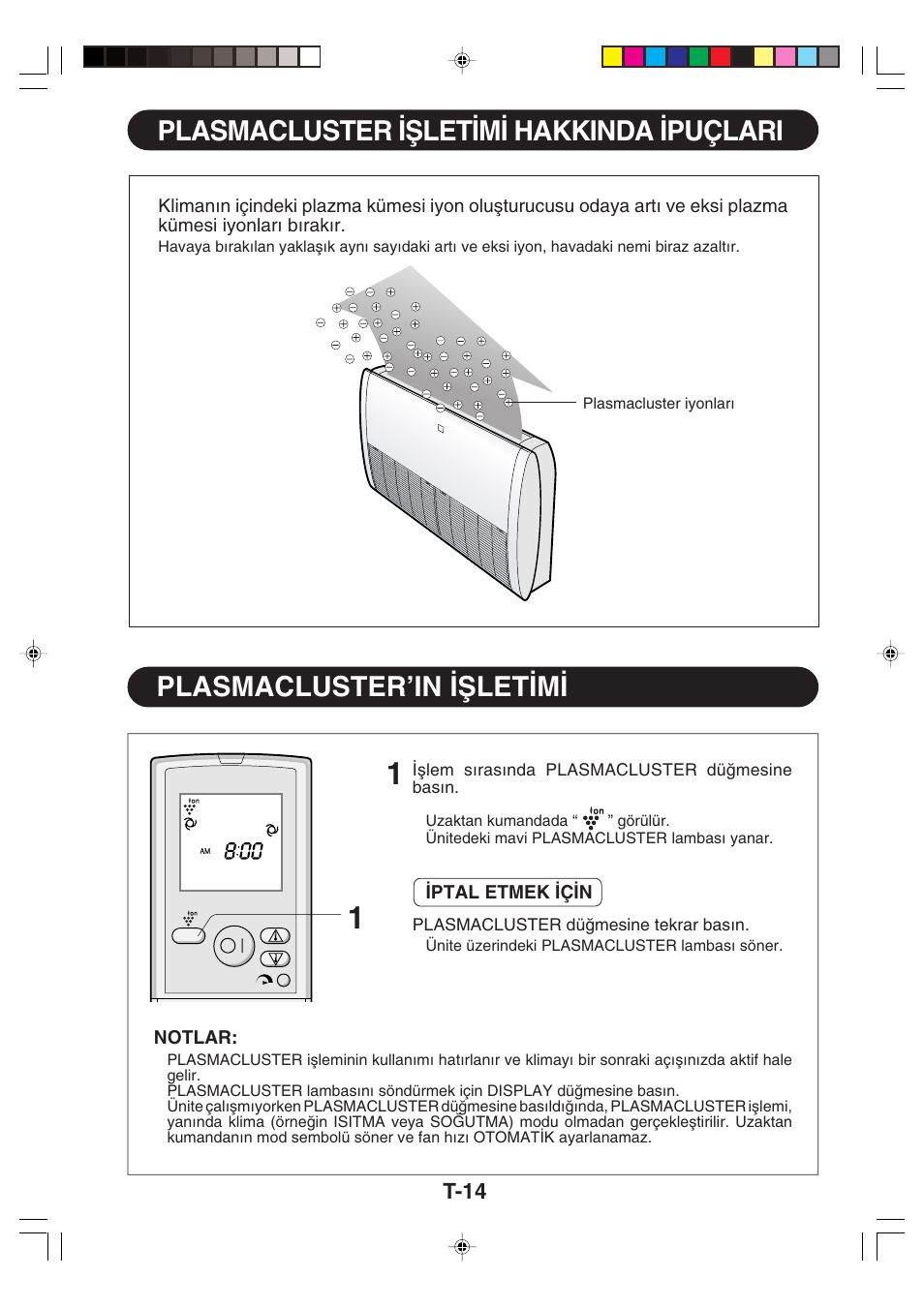 Plasmacluster σωletσmσ hakkinda σpuçlari, Plasmacluster’in σωletσmσ, Plasmacluster ∑ωlet∑m∑ hakkinda ∑puçlari | Plasmacluster’in ∑ωlet∑m, T-14 | Sharp GS-XP18FR - GU-XR18FR User Manual | Page 106 / 128