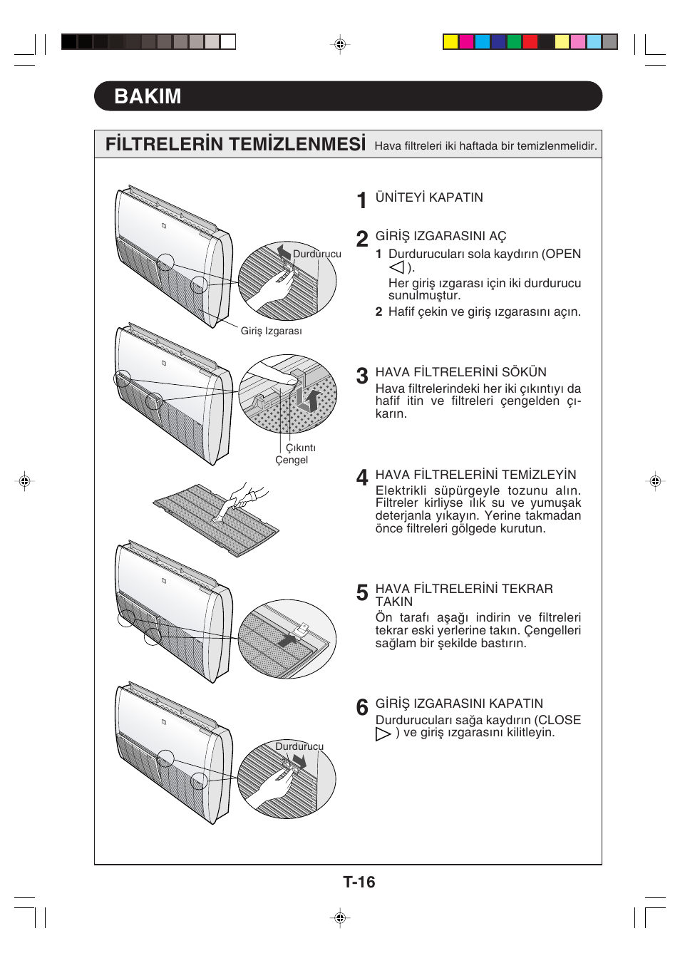 Bakim, F∑ltreler∑n tem∑zlenmes | Sharp GS-XP18FR - GU-XR18FR User Manual | Page 108 / 128