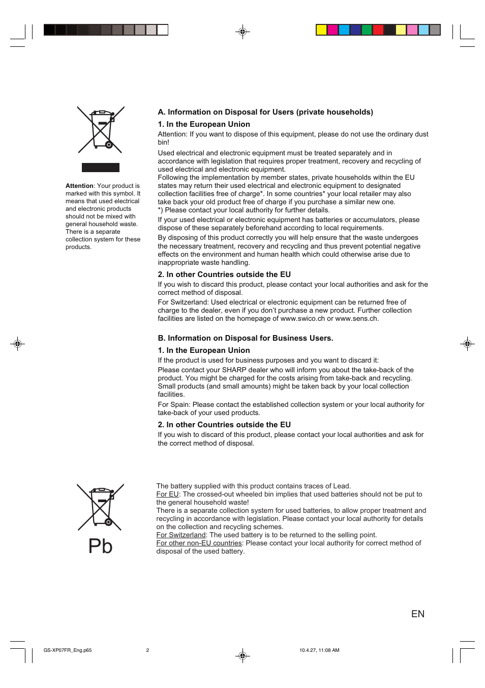 Sharp GS-XP18FR - GU-XR18FR User Manual | Page 2 / 128