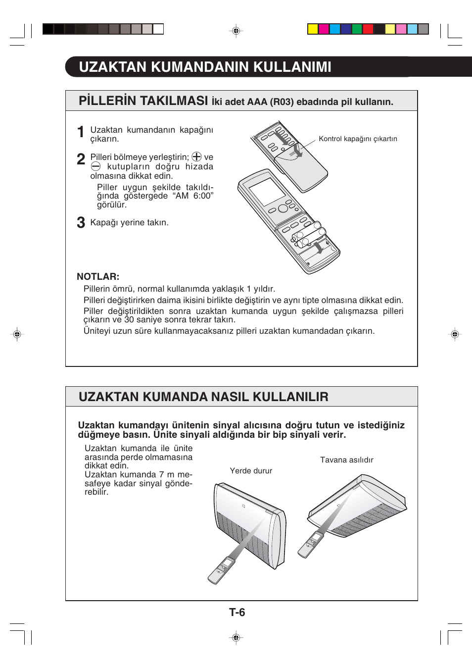 Uzaktan kumandanin kullanimi, P∑ller∑n takilmasi, Uzaktan kumanda nasil kullanilir | Sharp GS-XP18FR - GU-XR18FR User Manual | Page 98 / 128