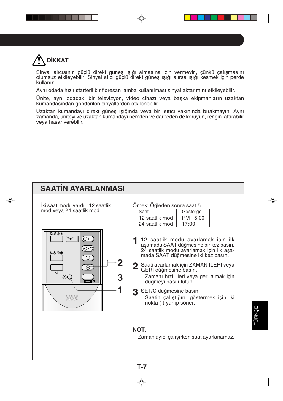 Saat∑n ayarlanmasi | Sharp GS-XP18FR - GU-XR18FR User Manual | Page 99 / 128