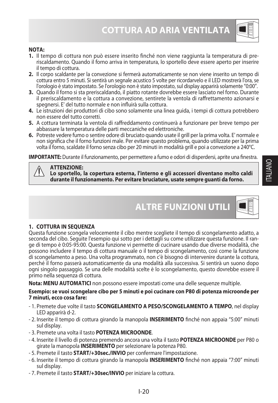 Cottura ad aria ventilata, Altre funzioni utili, It aliano | Sharp R-922STWE User Manual | Page 101 / 266
