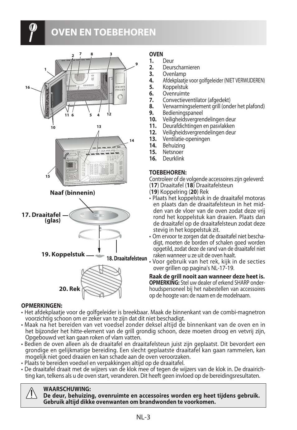 Oven en toebehoren, Nl-3 | Sharp R-922STWE User Manual | Page 110 / 266