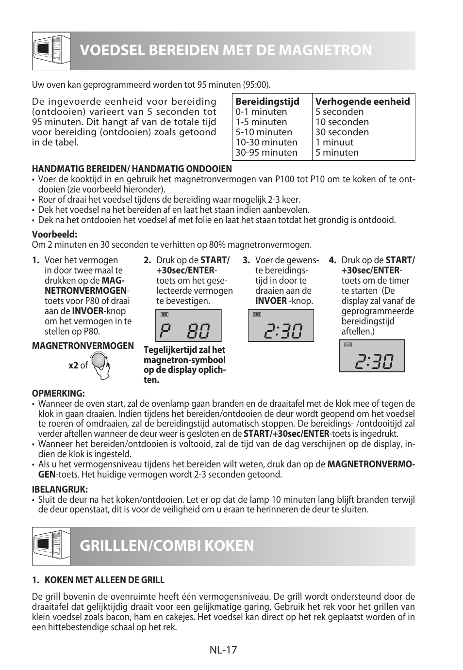 Voedsel bereiden met de magnetron, Grilllen/combi koken | Sharp R-922STWE User Manual | Page 124 / 266
