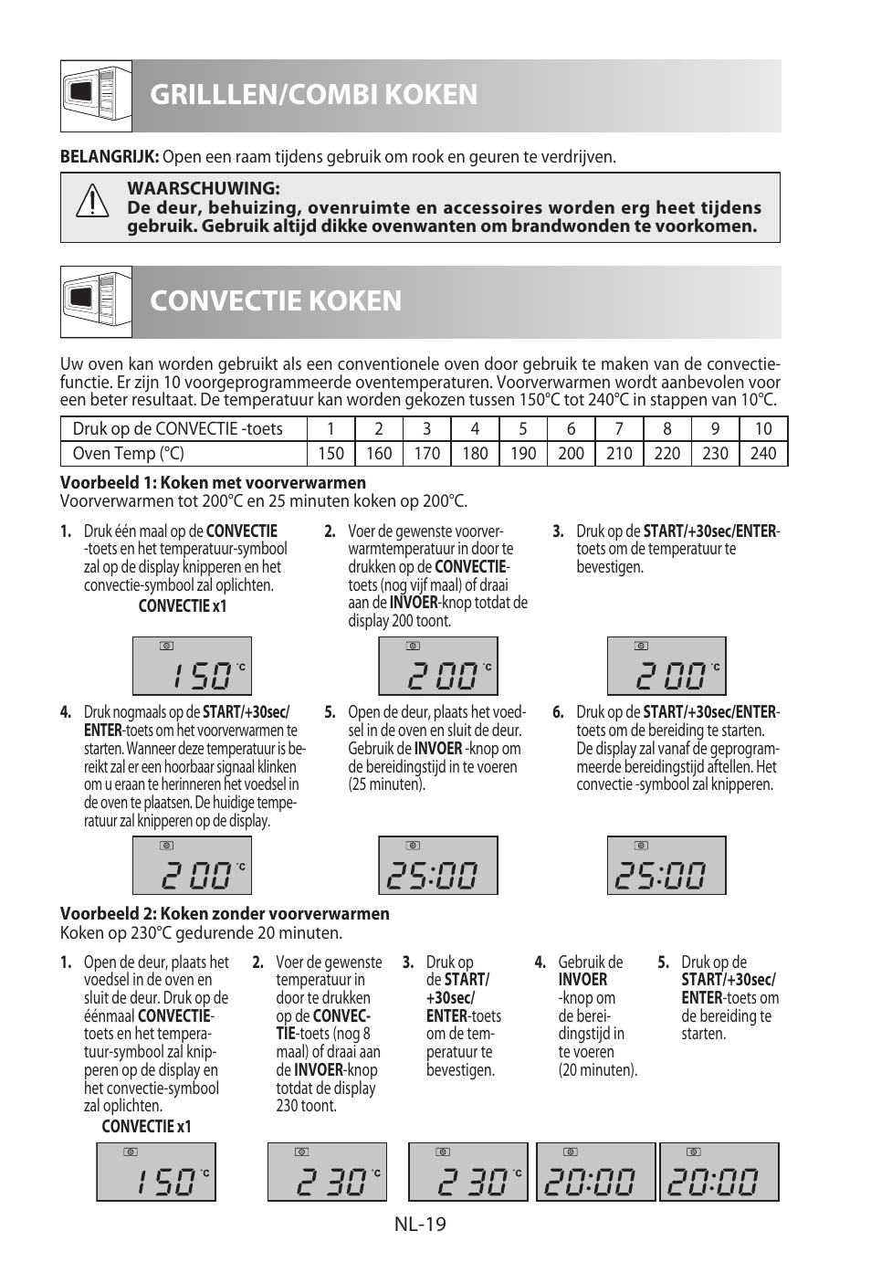 Grilllen/combi koken, Convectie koken | Sharp R-922STWE User Manual | Page 126 / 266