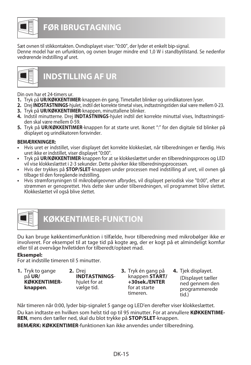 Før ibrugtagning indstilling af ur, Køkkentimer-funktion | Sharp R-922STWE User Manual | Page 174 / 266